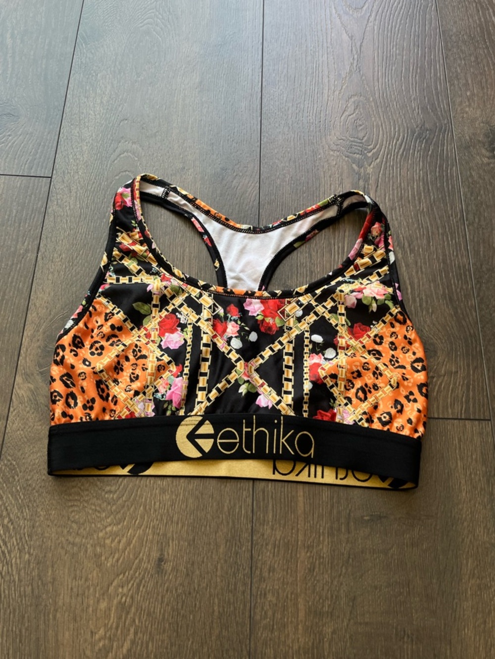 NWOT Ethika Printed Racerback Sports Bra